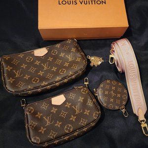Louis Vuitton Authentic Multi Pochette Monogram with Light Pink Strap